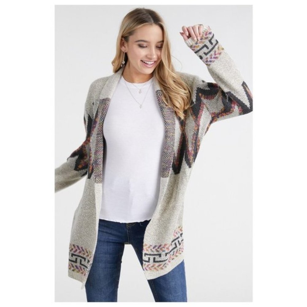 🆕Tribal Open Front Cardigan Sweater - Picture 6 of 7